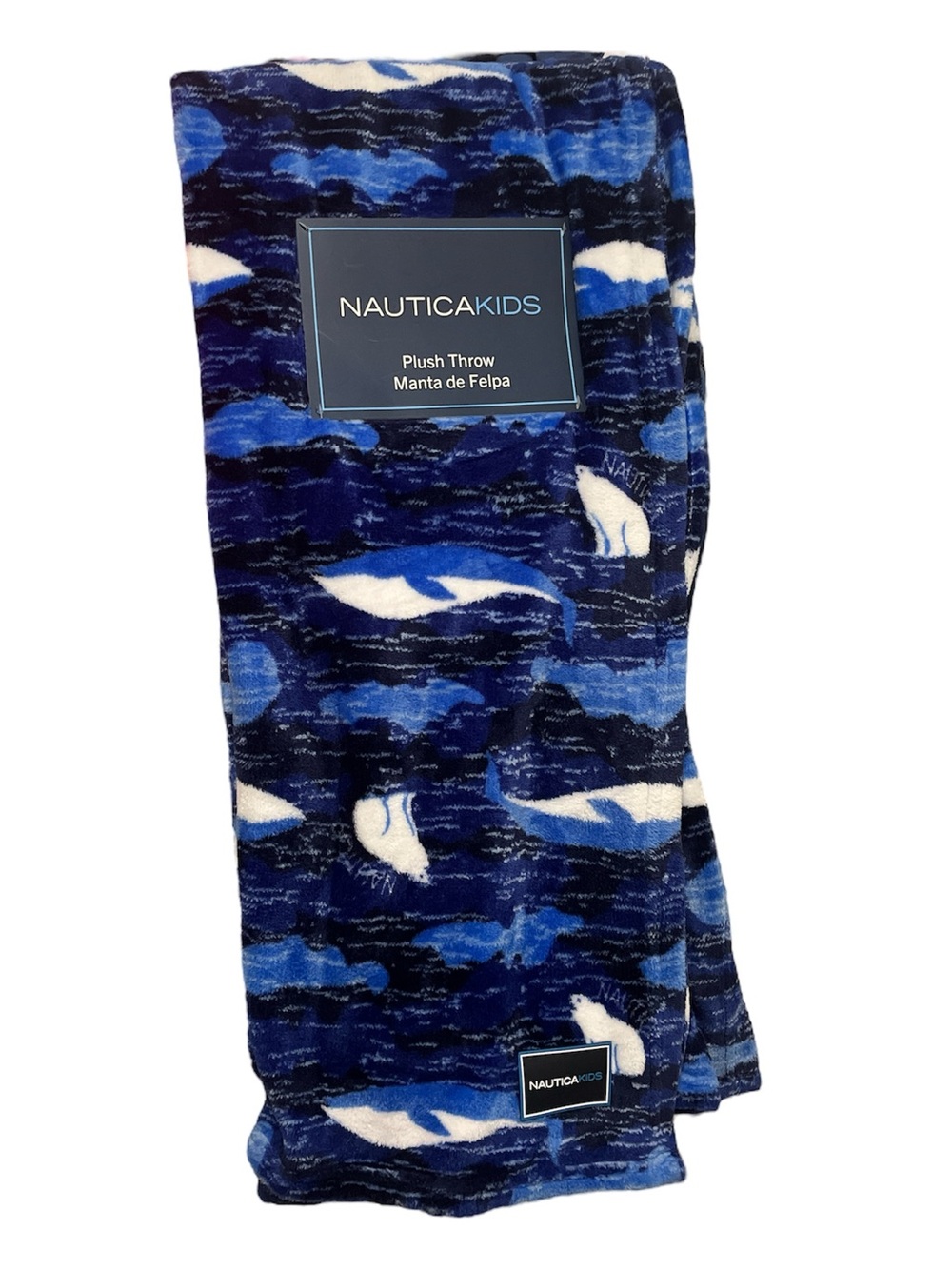 Nautica Blue Whale & Polar Bear Plush Throw Blanket
